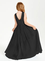 Long Elegant V-neck Bridesmaid Dresses For Juniors Black