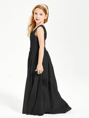 Long Elegant V-neck Bridesmaid Dresses For Juniors Black