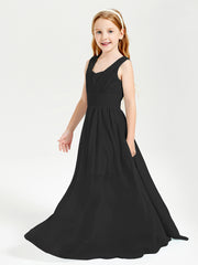Long Elegant V-neck Bridesmaid Dresses For Juniors Black