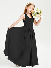 Long Elegant V-neck Bridesmaid Dresses For Juniors Black