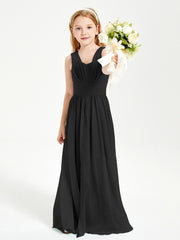 Long Elegant V-neck Bridesmaid Dresses For Juniors Black
