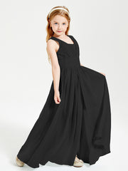 Long Elegant V-neck Bridesmaid Dresses For Juniors Black