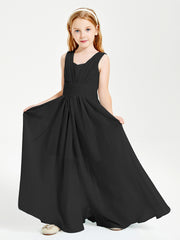Long Elegant V-neck Bridesmaid Dresses For Juniors Black