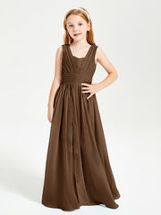 Long Elegant V-neck Bridesmaid Dresses For Juniors Brown