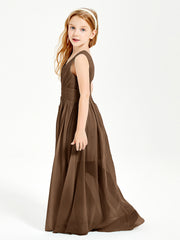 Long Elegant V-neck Bridesmaid Dresses For Juniors Brown