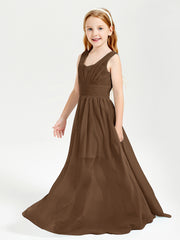 Long Elegant V-neck Bridesmaid Dresses For Juniors Brown