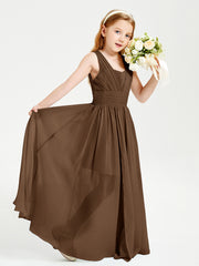 Long Elegant V-neck Bridesmaid Dresses For Juniors Brown