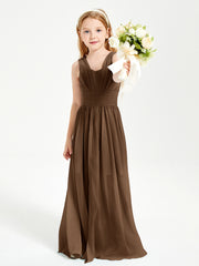 Long Elegant V-neck Bridesmaid Dresses For Juniors Brown