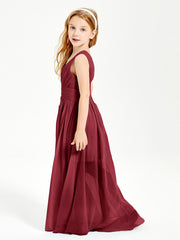 Long Elegant V-neck Bridesmaid Dresses For Juniors Burgundy