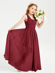 Long Elegant V-neck Bridesmaid Dresses For Juniors Burgundy