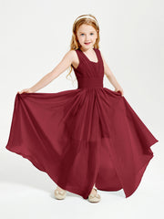 Long Elegant V-neck Bridesmaid Dresses For Juniors Burgundy