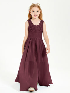 Long Elegant V-neck Bridesmaid Dresses For Juniors Cabernet