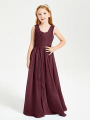 Long Elegant V-neck Bridesmaid Dresses For Juniors Cabernet