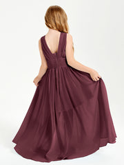 Long Elegant V-neck Bridesmaid Dresses For Juniors Cabernet