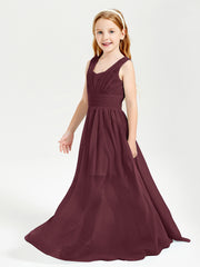 Long Elegant V-neck Bridesmaid Dresses For Juniors Cabernet