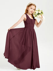 Long Elegant V-neck Bridesmaid Dresses For Juniors Cabernet