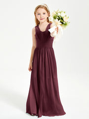 Long Elegant V-neck Bridesmaid Dresses For Juniors Cabernet