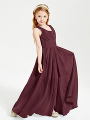 Long Elegant V-neck Bridesmaid Dresses For Juniors Cabernet