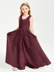 Long Elegant V-neck Bridesmaid Dresses For Juniors Cabernet