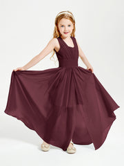 Long Elegant V-neck Bridesmaid Dresses For Juniors Cabernet