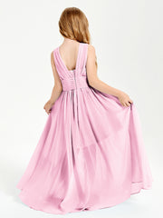 Long Elegant V-neck Bridesmaid Dresses For Juniors Candy Pink