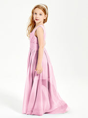 Long Elegant V-neck Bridesmaid Dresses For Juniors Candy Pink