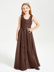 Long Elegant V-neck Bridesmaid Dresses For Juniors Chocolate