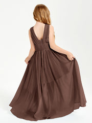 Long Elegant V-neck Bridesmaid Dresses For Juniors Chocolate