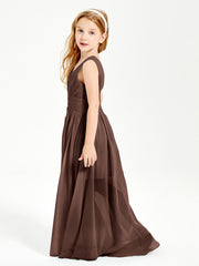 Long Elegant V-neck Bridesmaid Dresses For Juniors Chocolate