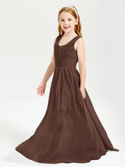 Long Elegant V-neck Bridesmaid Dresses For Juniors Chocolate
