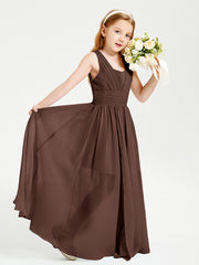 Long Elegant V-neck Bridesmaid Dresses For Juniors Chocolate