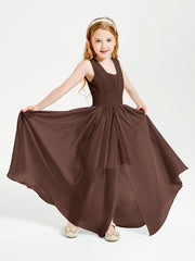 Long Elegant V-neck Bridesmaid Dresses For Juniors Chocolate