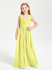 Long Elegant V-neck Bridesmaid Dresses For Juniors Daffodil