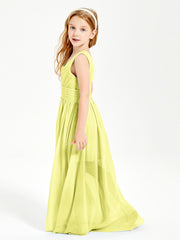 Long Elegant V-neck Bridesmaid Dresses For Juniors Daffodil