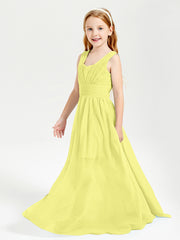 Long Elegant V-neck Bridesmaid Dresses For Juniors Daffodil