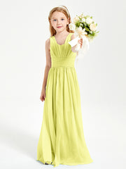 Long Elegant V-neck Bridesmaid Dresses For Juniors Daffodil