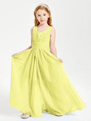 Long Elegant V-neck Bridesmaid Dresses For Juniors Daffodil