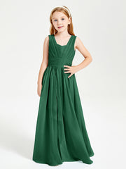 Long Elegant V-neck Bridesmaid Dresses For Juniors Dark Green