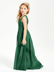 Long Elegant V-neck Bridesmaid Dresses For Juniors Dark Green