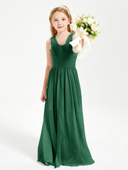 Long Elegant V-neck Bridesmaid Dresses For Juniors Dark Green