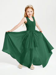 Long Elegant V-neck Bridesmaid Dresses For Juniors Dark Green
