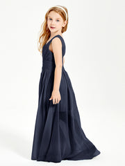 Long Elegant V-neck Bridesmaid Dresses For Juniors Dark Navy