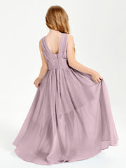 Long Elegant V-neck Bridesmaid Dresses For Juniors Dusk