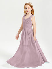 Long Elegant V-neck Bridesmaid Dresses For Juniors Dusk