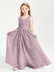 Long Elegant V-neck Bridesmaid Dresses For Juniors Dusk