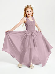Long Elegant V-neck Bridesmaid Dresses For Juniors Dusk