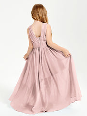 Long Elegant V-neck Bridesmaid Dresses For Juniors Dusty Rose
