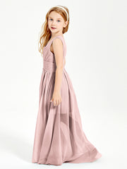 Long Elegant V-neck Bridesmaid Dresses For Juniors Dusty Rose