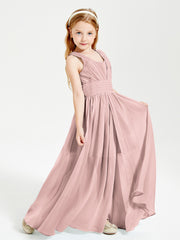 Long Elegant V-neck Bridesmaid Dresses For Juniors Dusty Rose