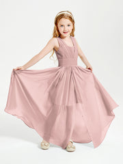 Long Elegant V-neck Bridesmaid Dresses For Juniors Dusty Rose